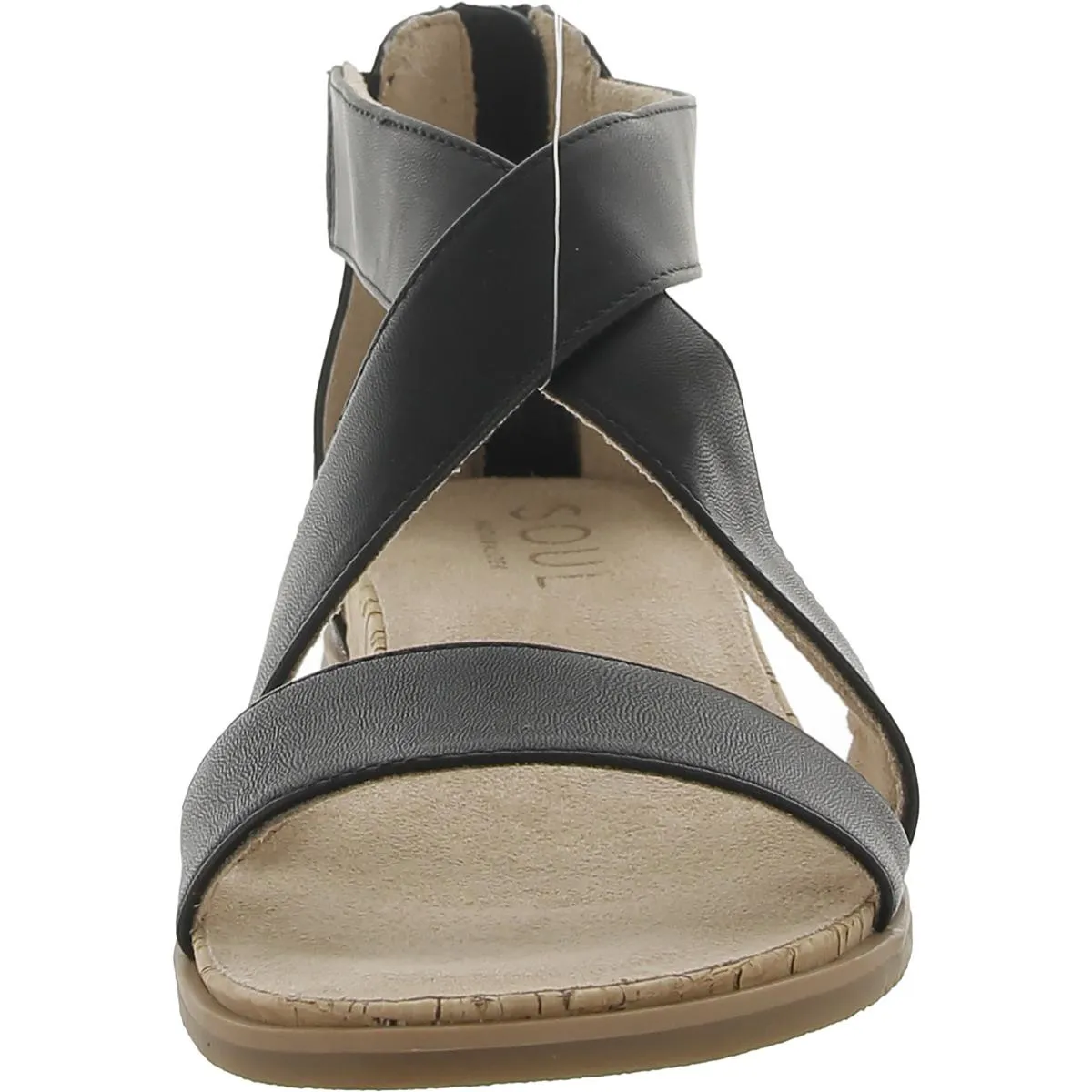 Cindi Womens Faux Leather Strappy Wedge Sandals