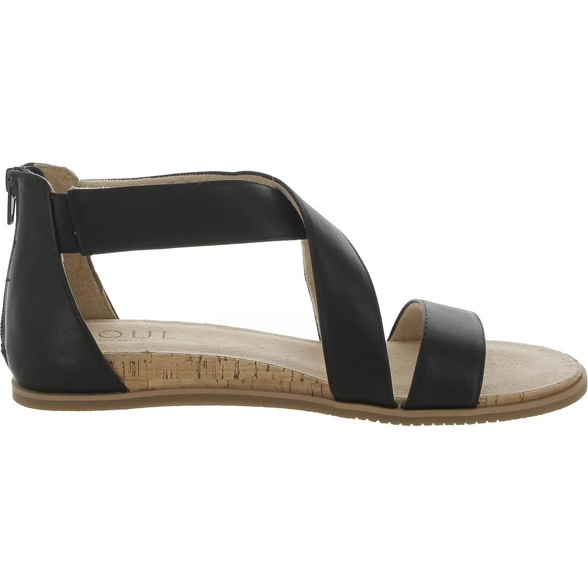 Cindi Womens Faux Leather Strappy Wedge Sandals