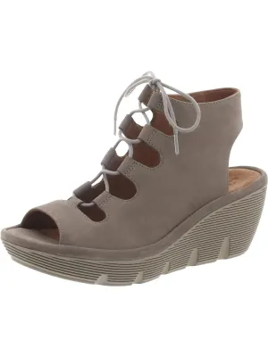 Clarene Grace Womens Nubuck Tie-Up Wedge Sandals