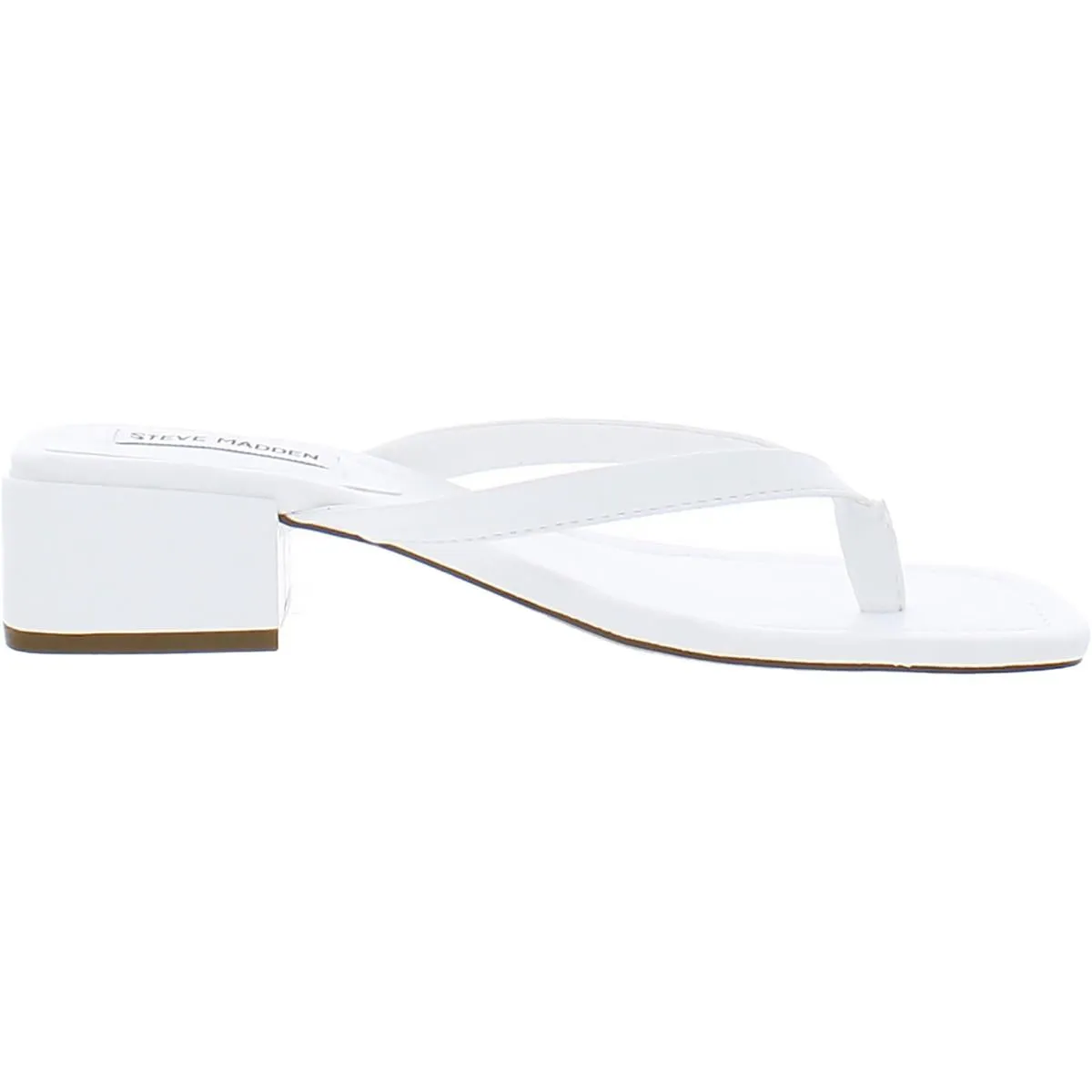 Claudette Womens Faux Leather Thong Block Heels