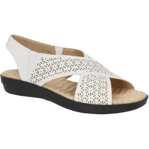 Claudia Womens Laser Cut Cushioned Flatform Sandals