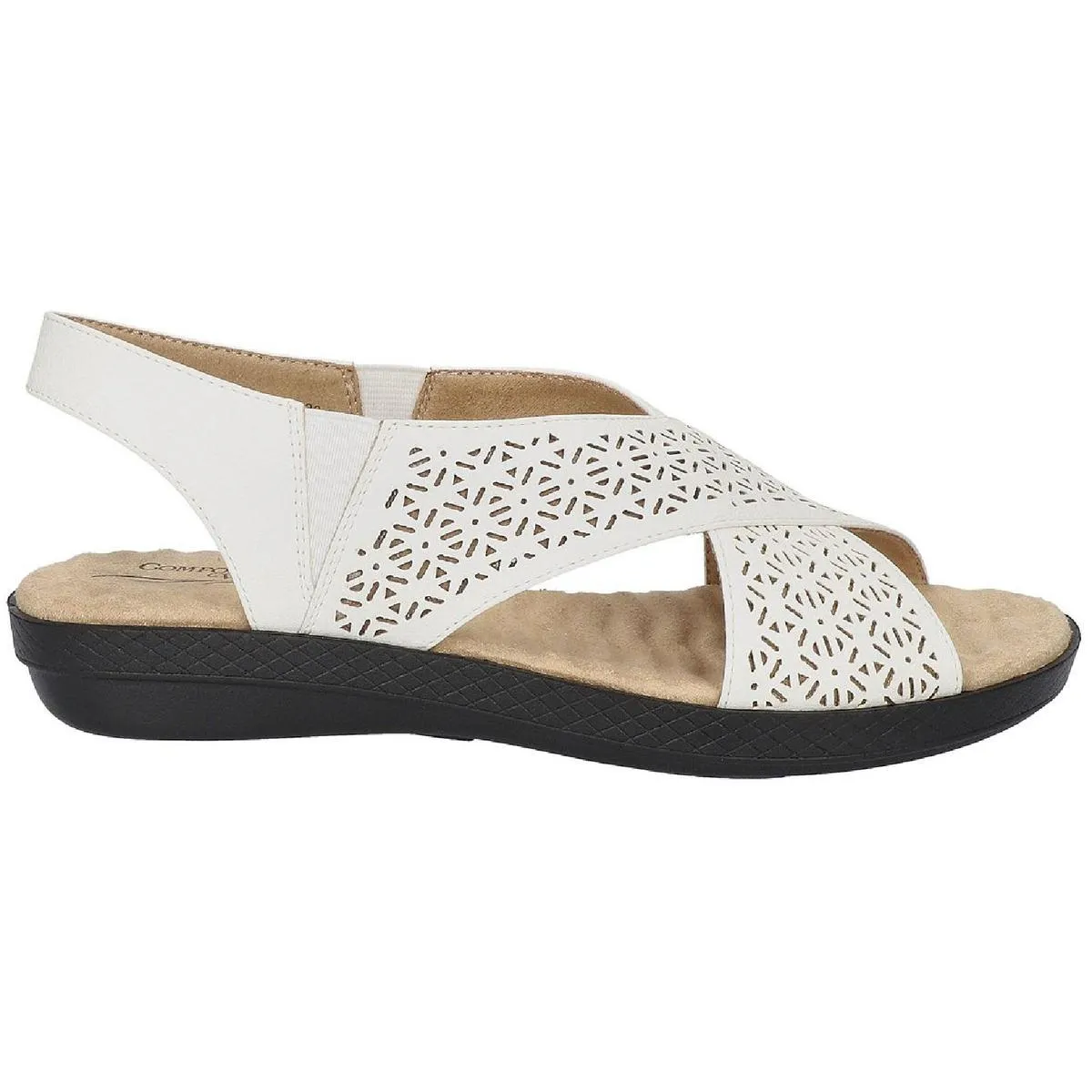 Claudia Womens Laser Cut Cushioned Flatform Sandals