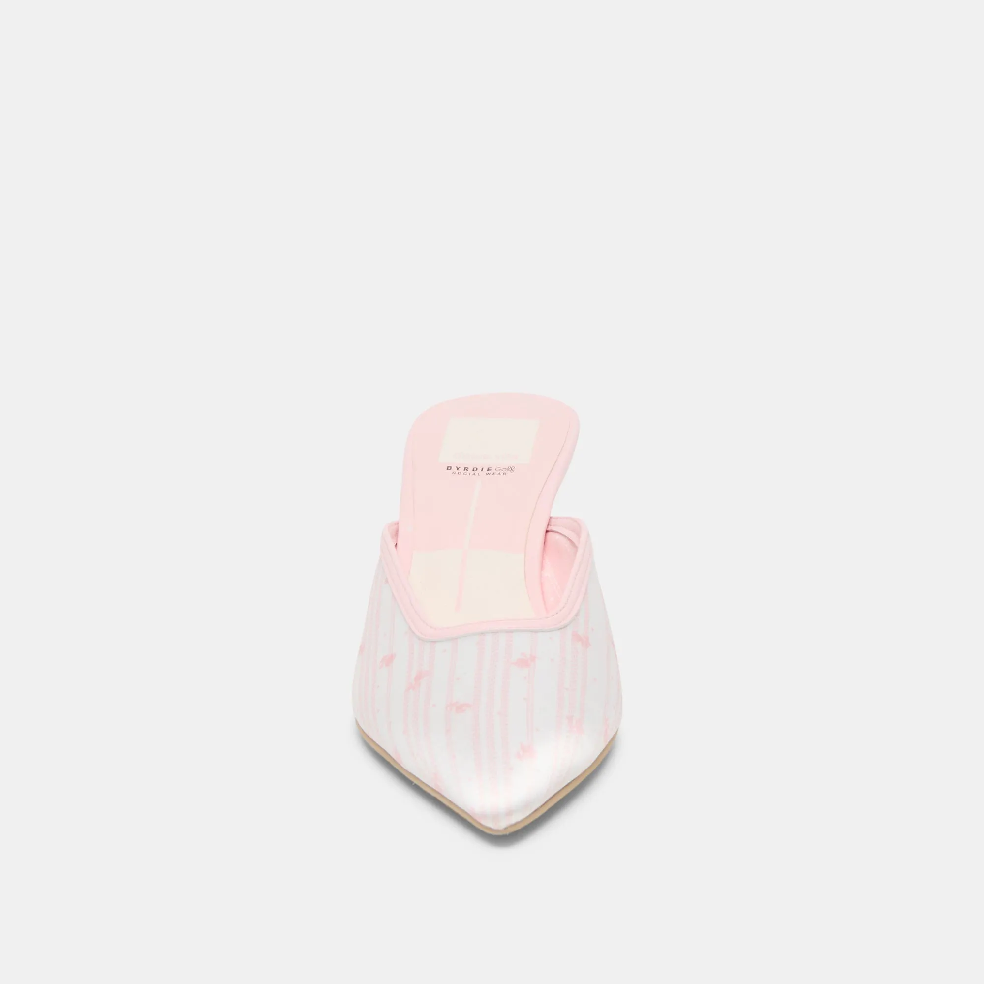 CLEO X BYRDIE GOLF WIDE HEELS PINK FLORAL SATIN