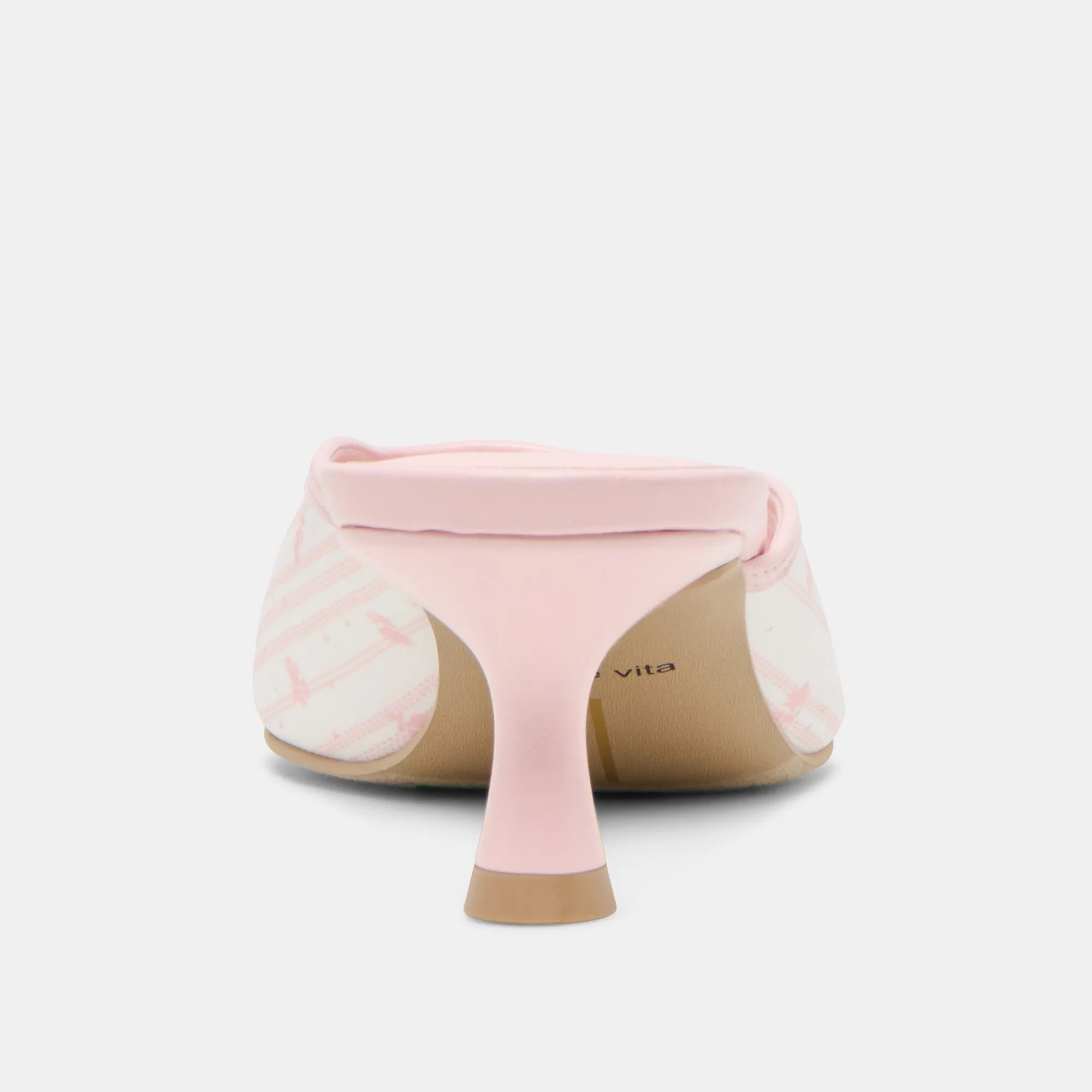 CLEO X BYRDIE GOLF WIDE HEELS PINK FLORAL SATIN