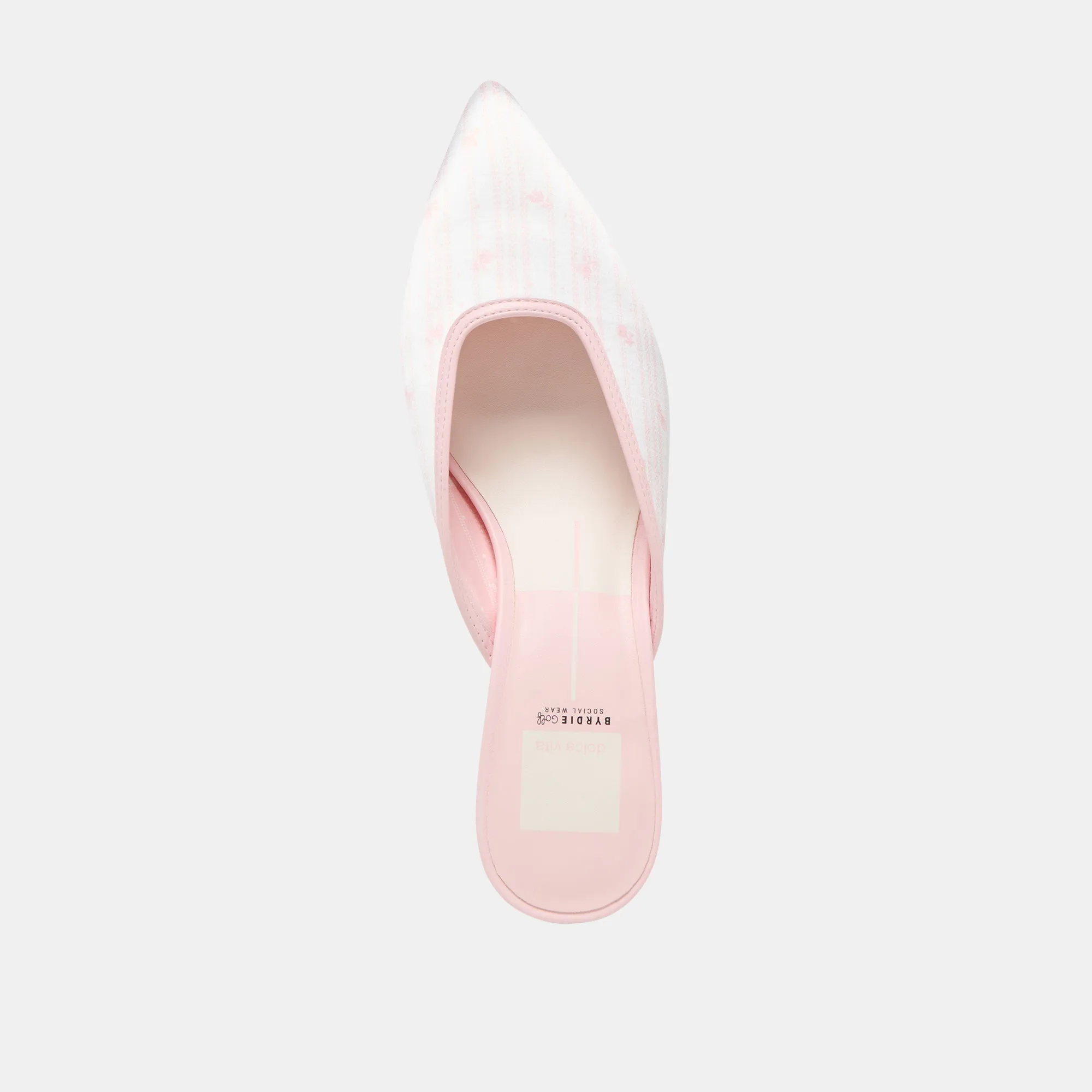 CLEO X BYRDIE GOLF WIDE HEELS PINK FLORAL SATIN
