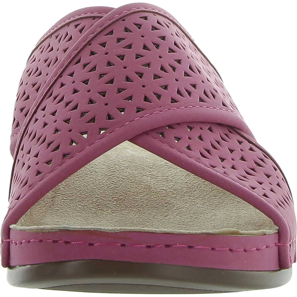 Collet Womens Laser Cut Faux Suede Slide Sandals