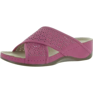 Collet Womens Laser Cut Faux Suede Slide Sandals