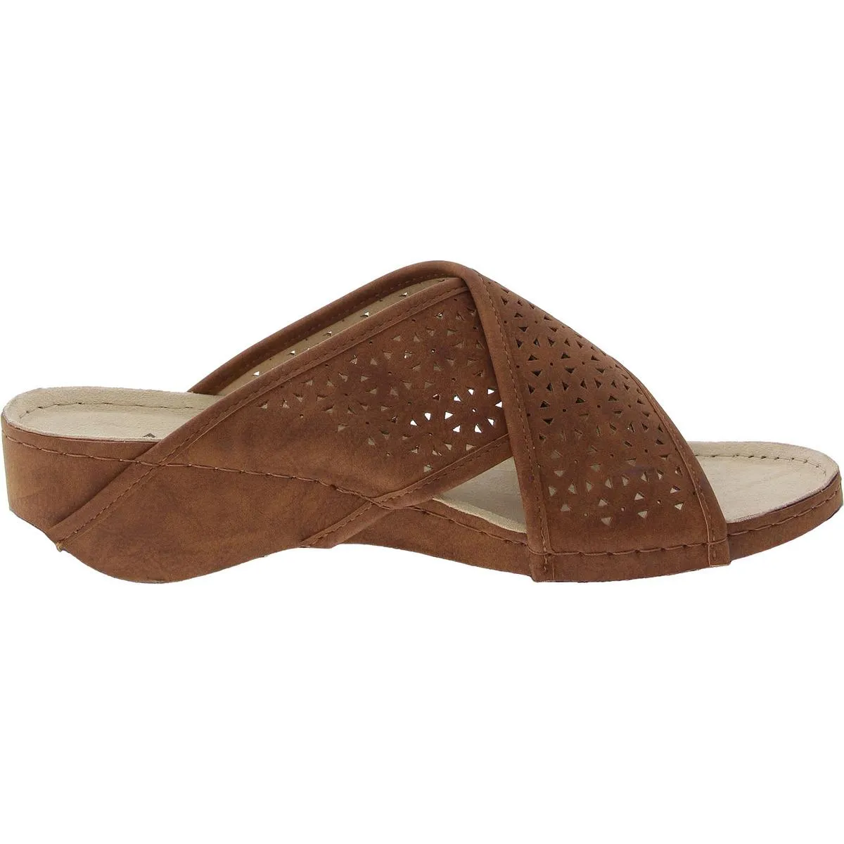 Collet Womens Laser Cut Faux Suede Slide Sandals