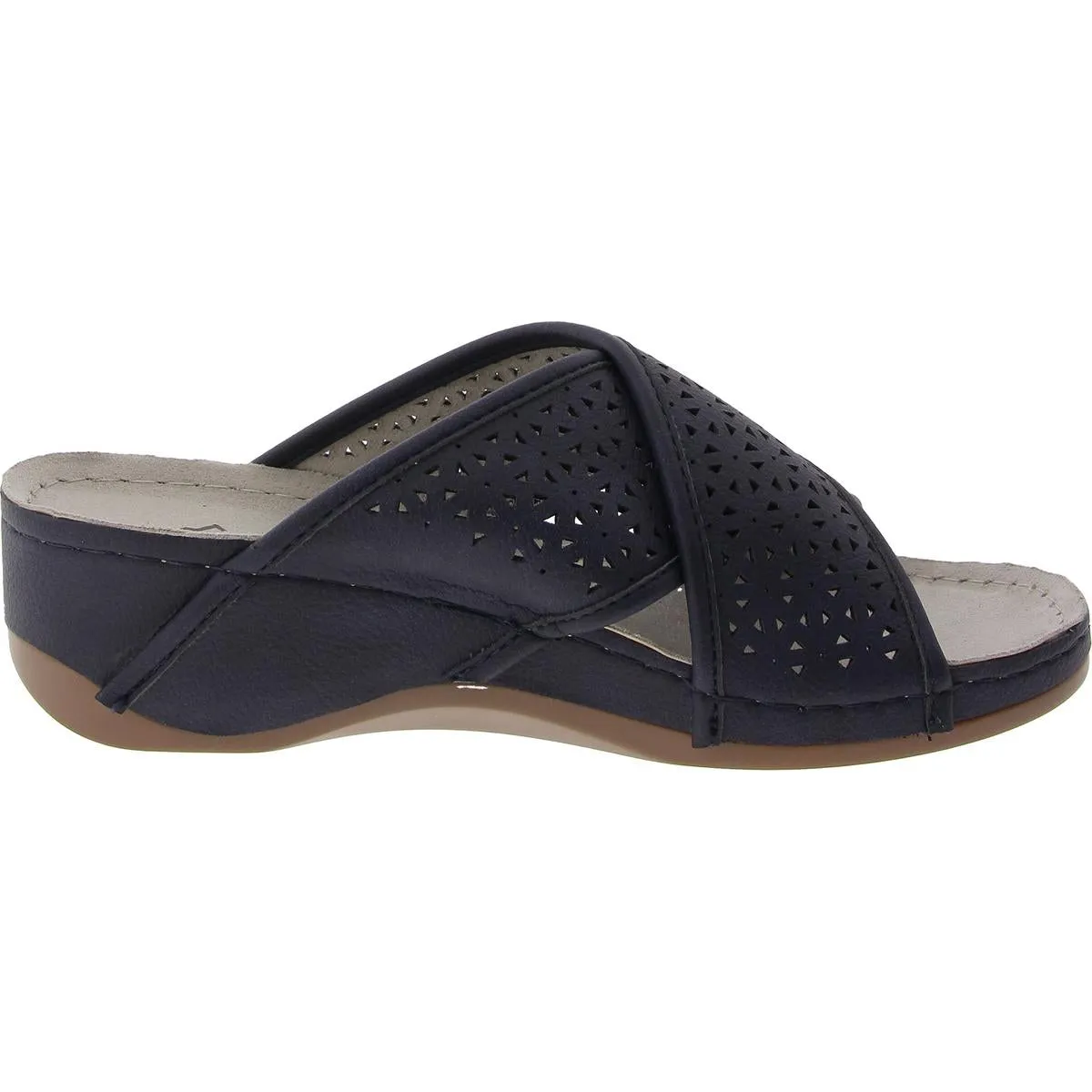Collet Womens Laser Cut Faux Suede Slide Sandals