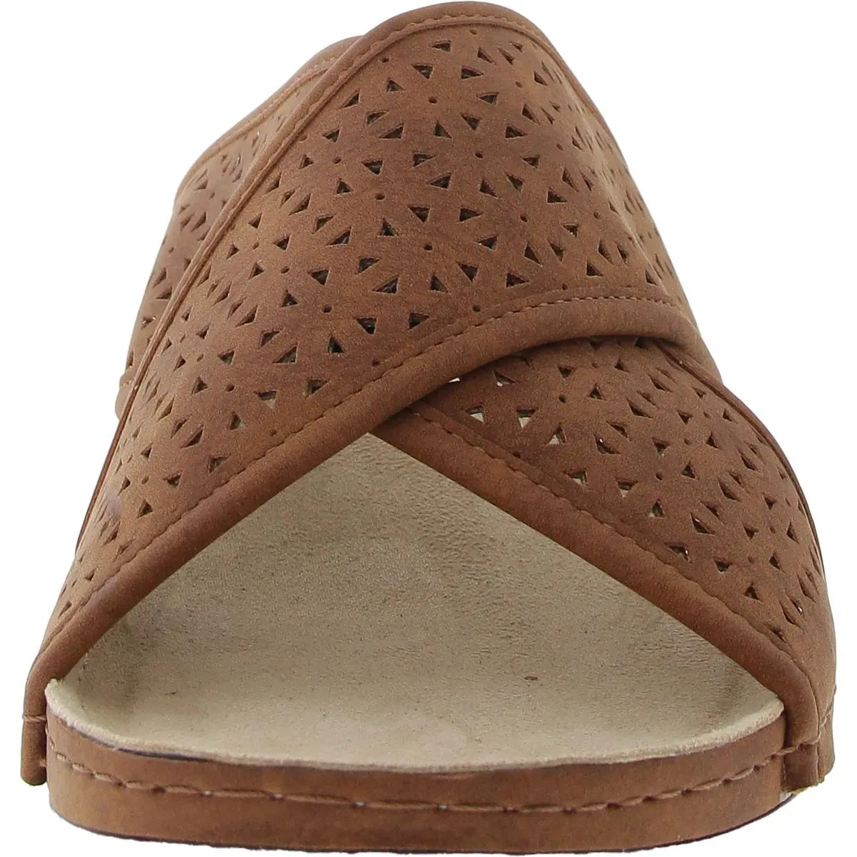 Collet Womens Laser Cut Faux Suede Slide Sandals