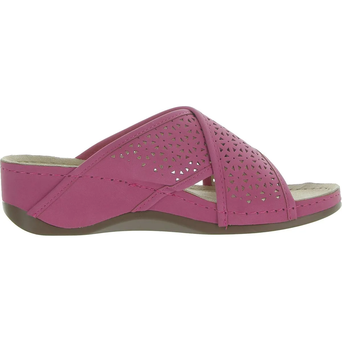 Collet Womens Laser Cut Faux Suede Slide Sandals