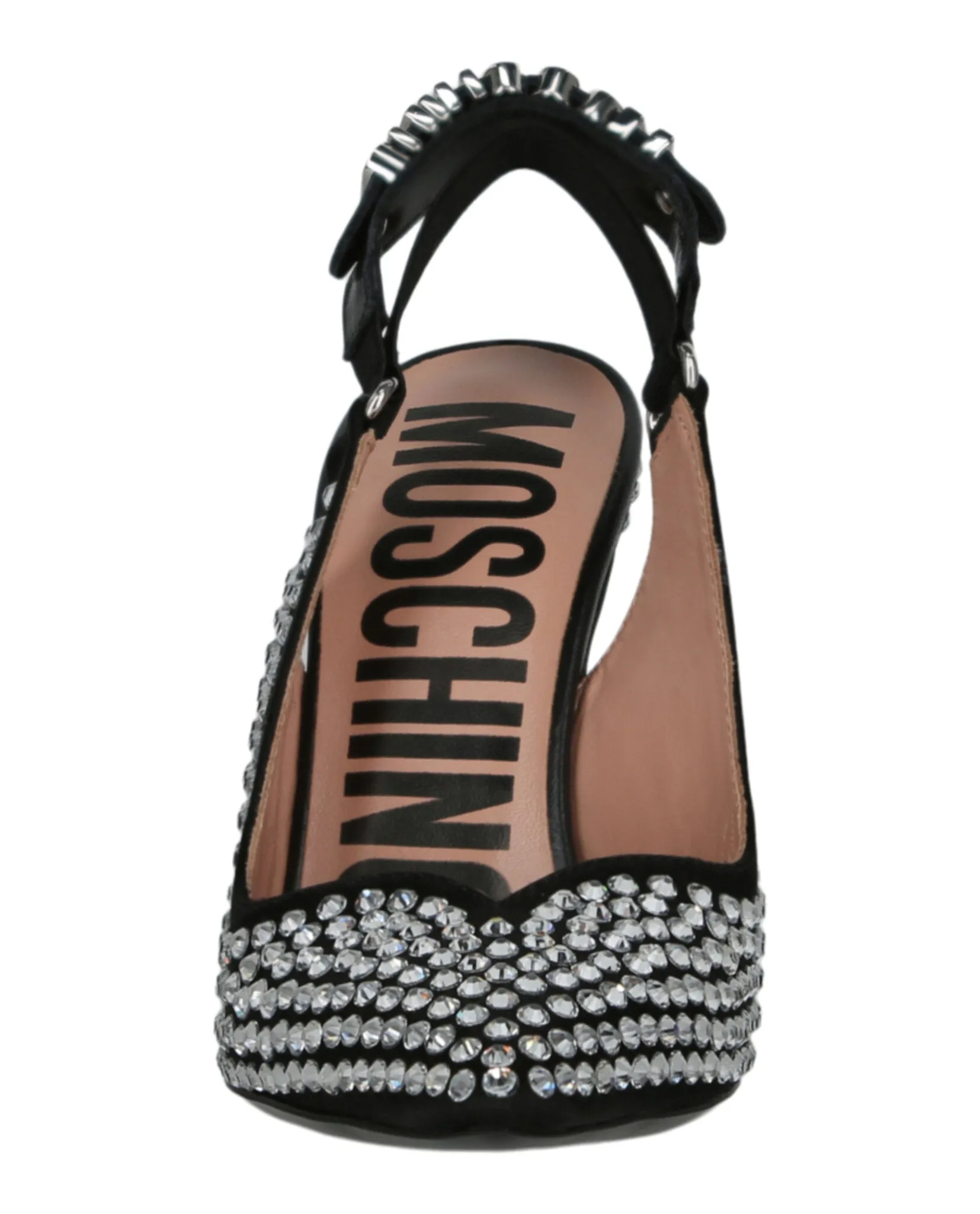 Crystal Embellished Satin Slingback Pumps