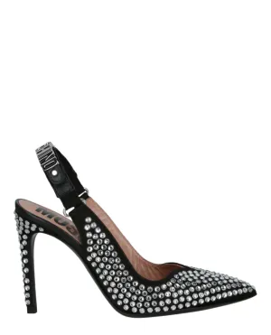 Crystal Embellished Satin Slingback Pumps