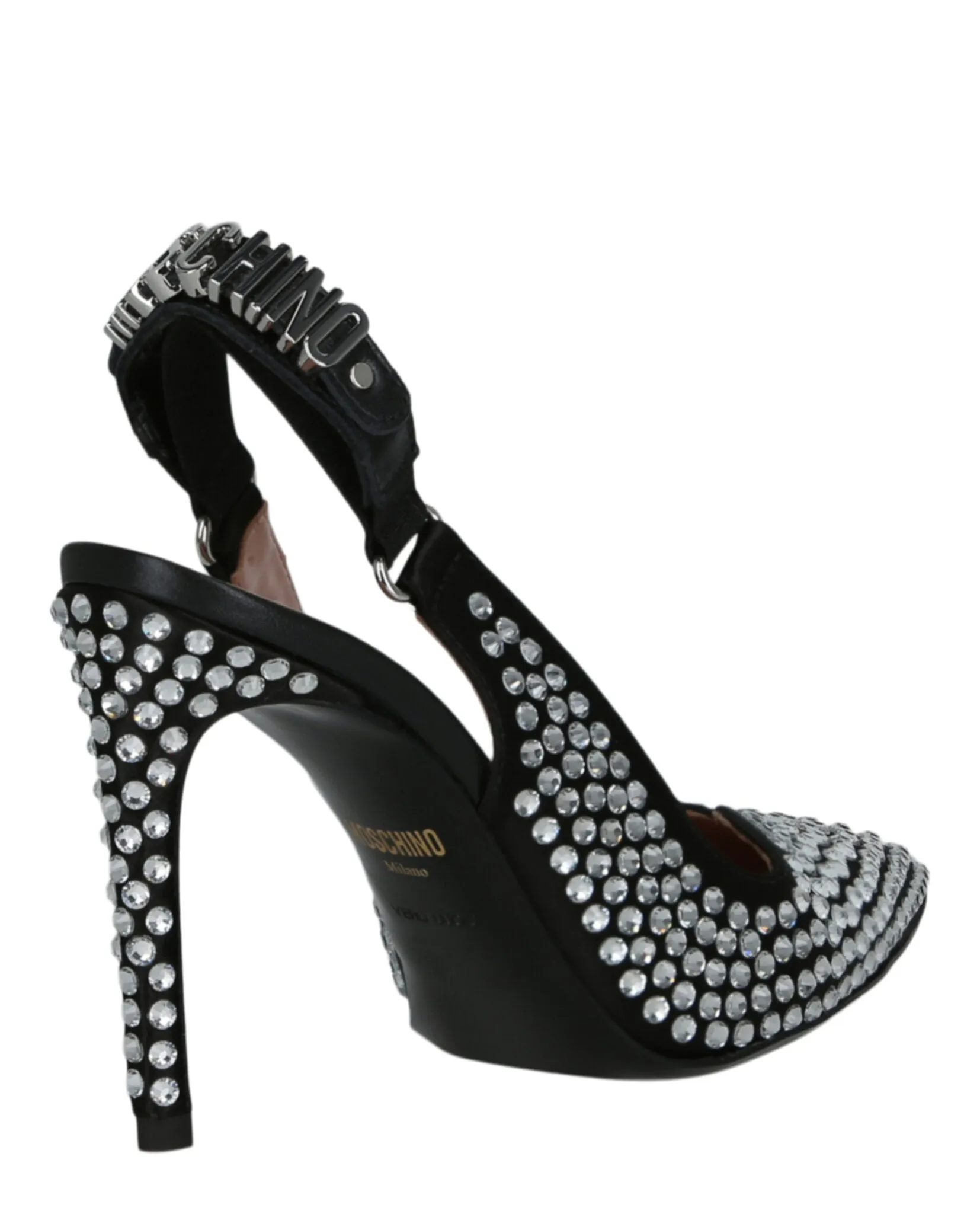 Crystal Embellished Satin Slingback Pumps