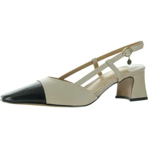 Cyrene Womens Faux Leather Ankle Strap Slingback Heels