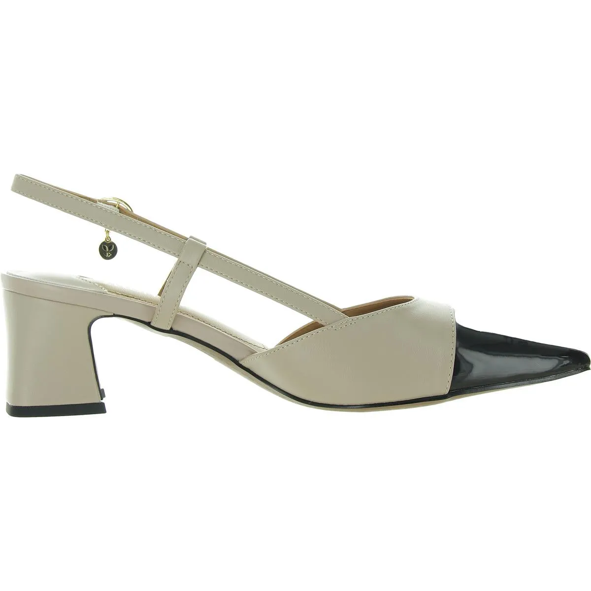 Cyrene Womens Faux Leather Ankle Strap Slingback Heels