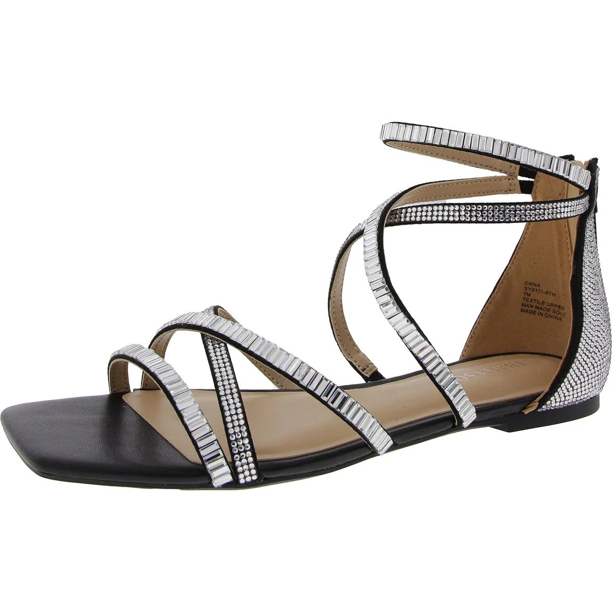 Dana Womens Embellished Square Toe Strappy Sandals