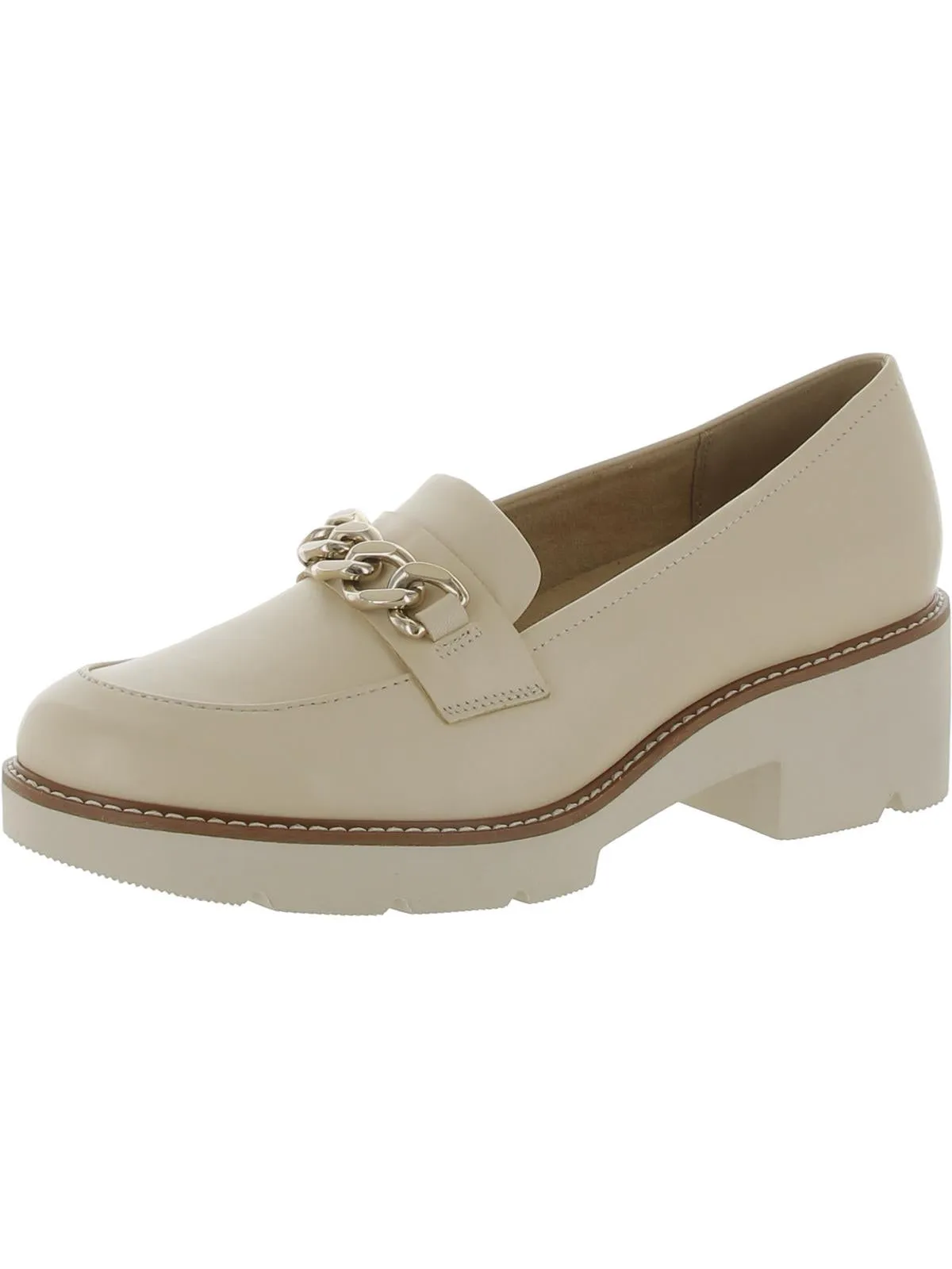 Desi Womens Leather Slip On Loafer Heels