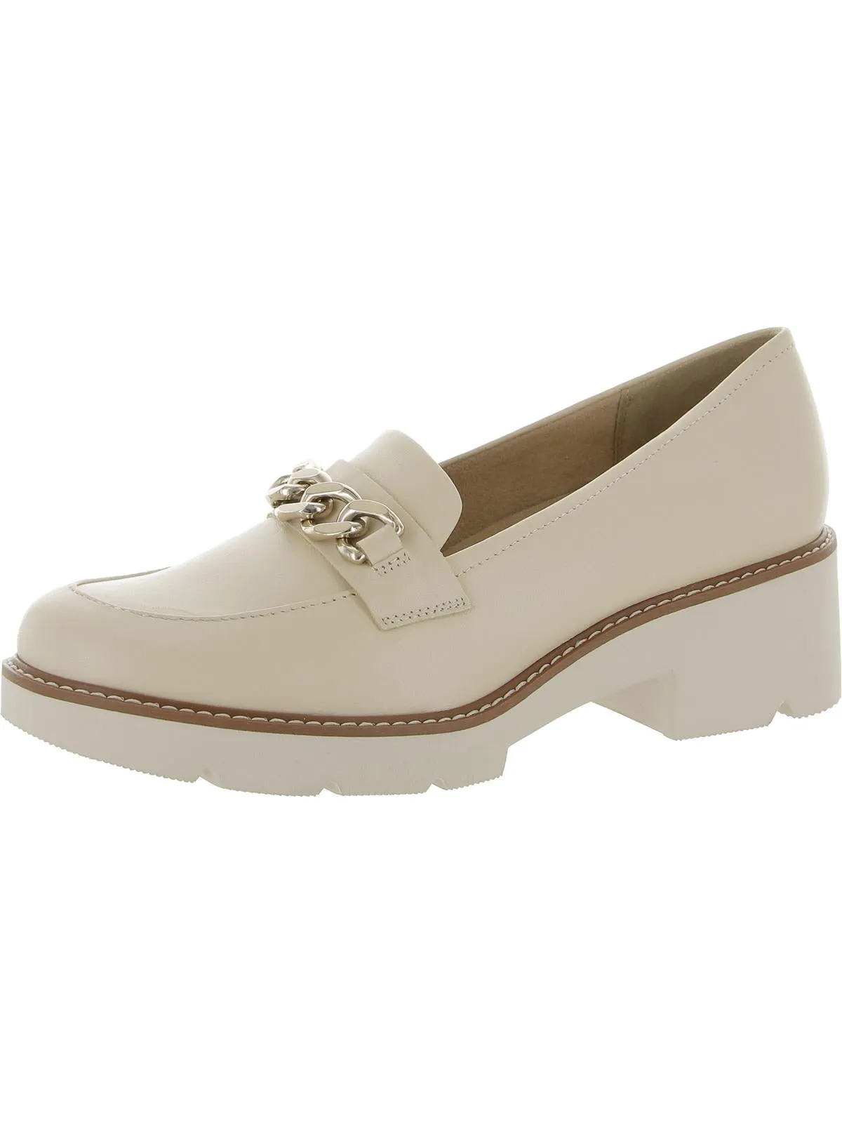 Desi Womens Leather Slip On Loafer Heels