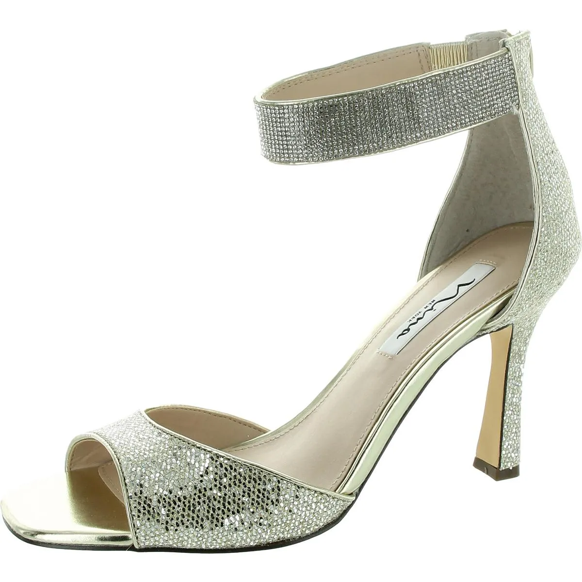 Dezzie Womens Embellished Metallic Heels