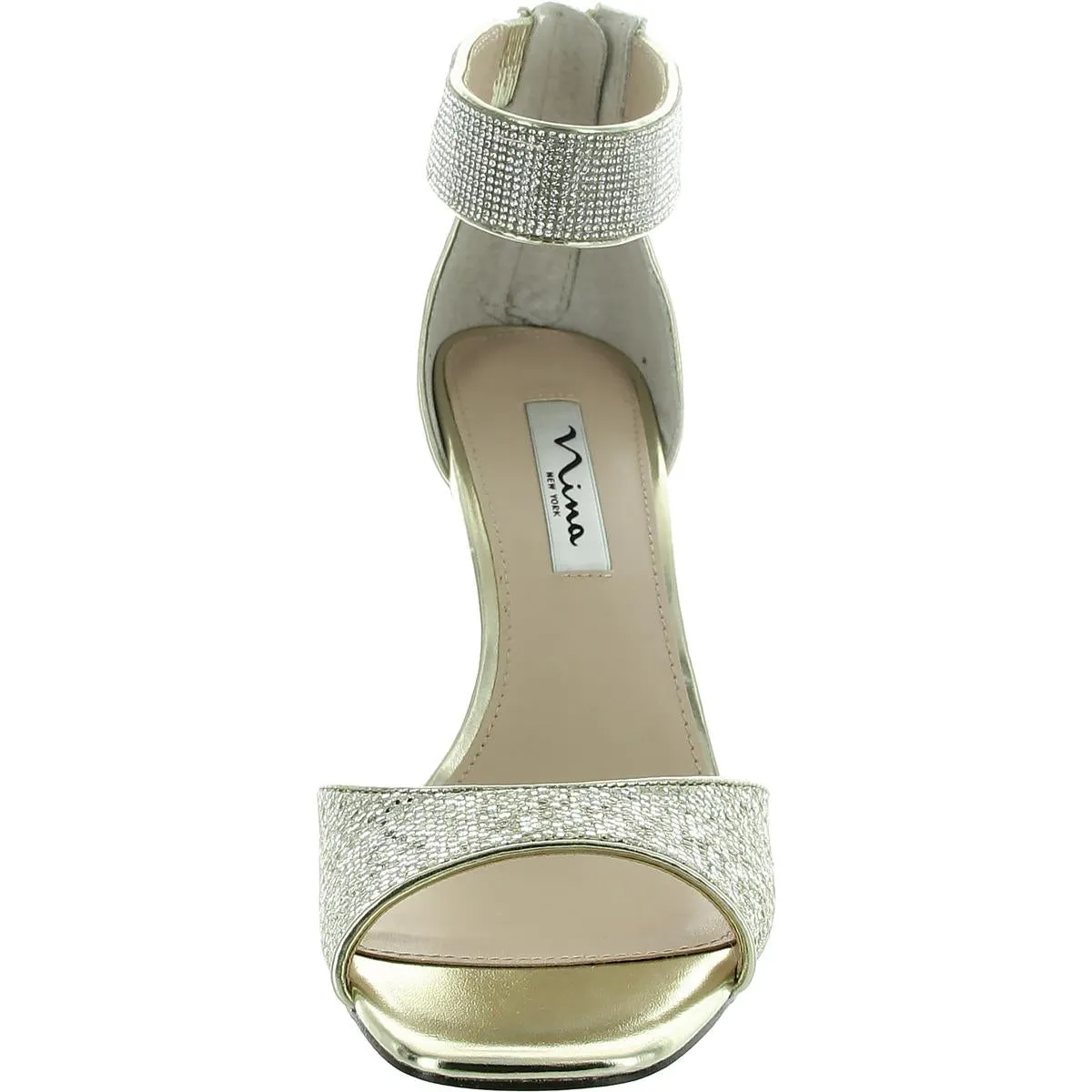 Dezzie Womens Embellished Metallic Heels