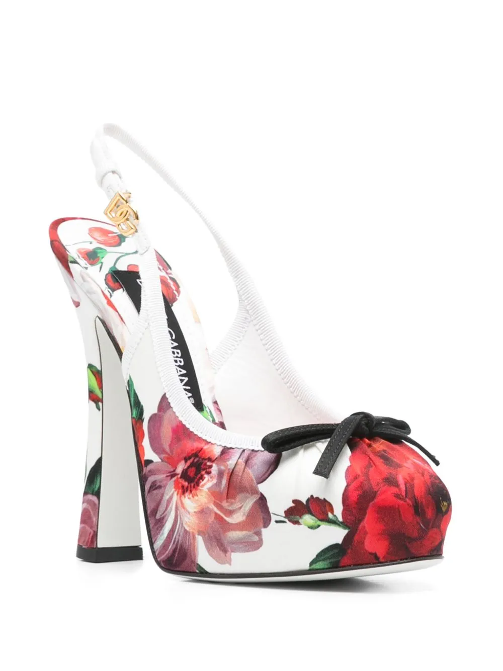 Dolce & Gabbana Women's Floral Printed Satin Slingbacks