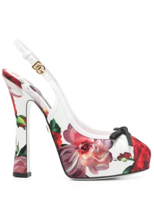 Dolce & Gabbana Women's Floral Printed Satin Slingbacks