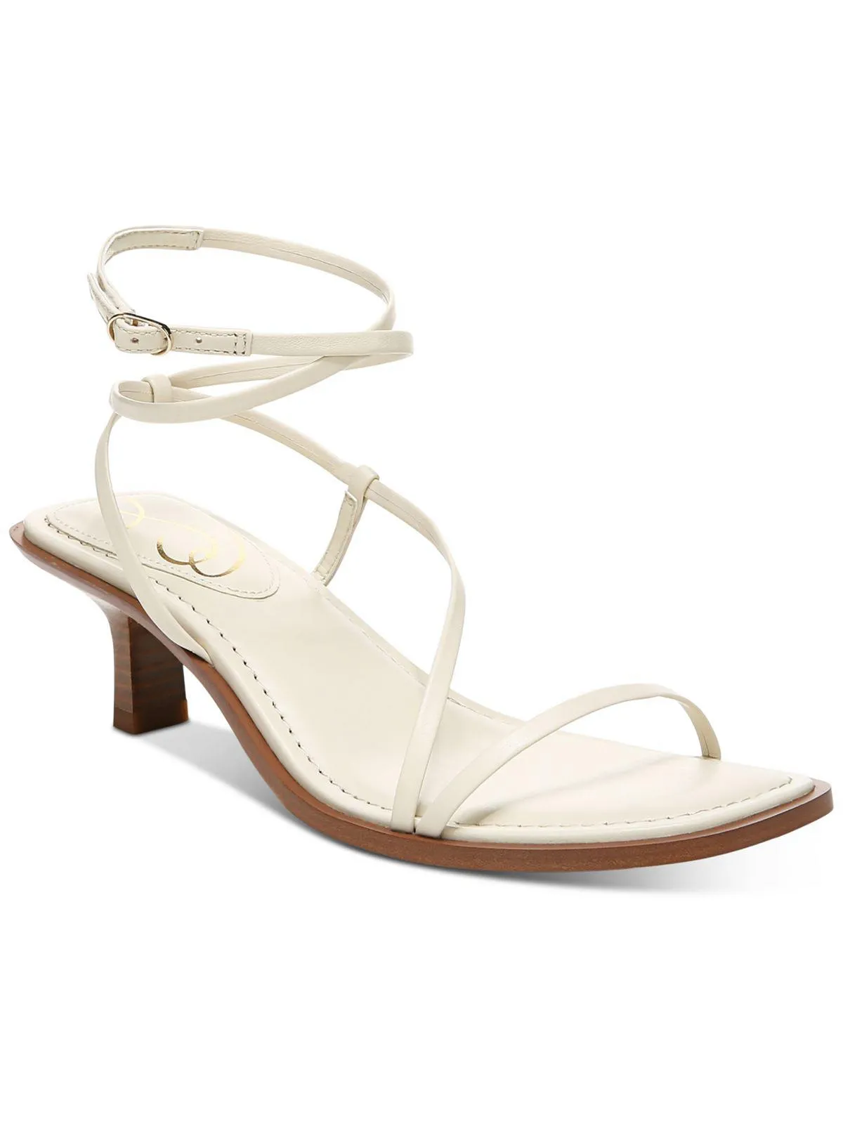 Dominique Womens Leather Open Toe Heels