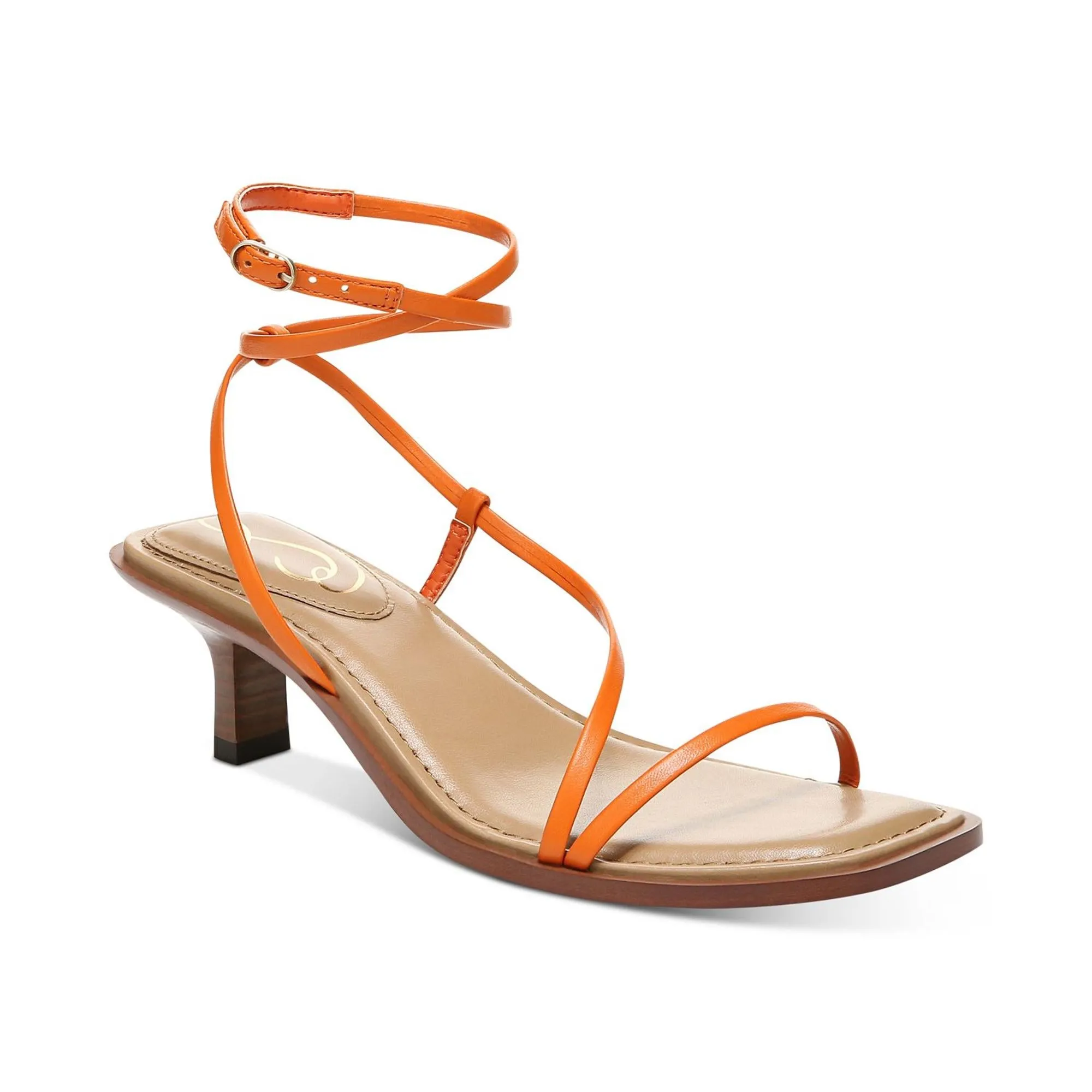 Dominique Womens Leather Open Toe Heels