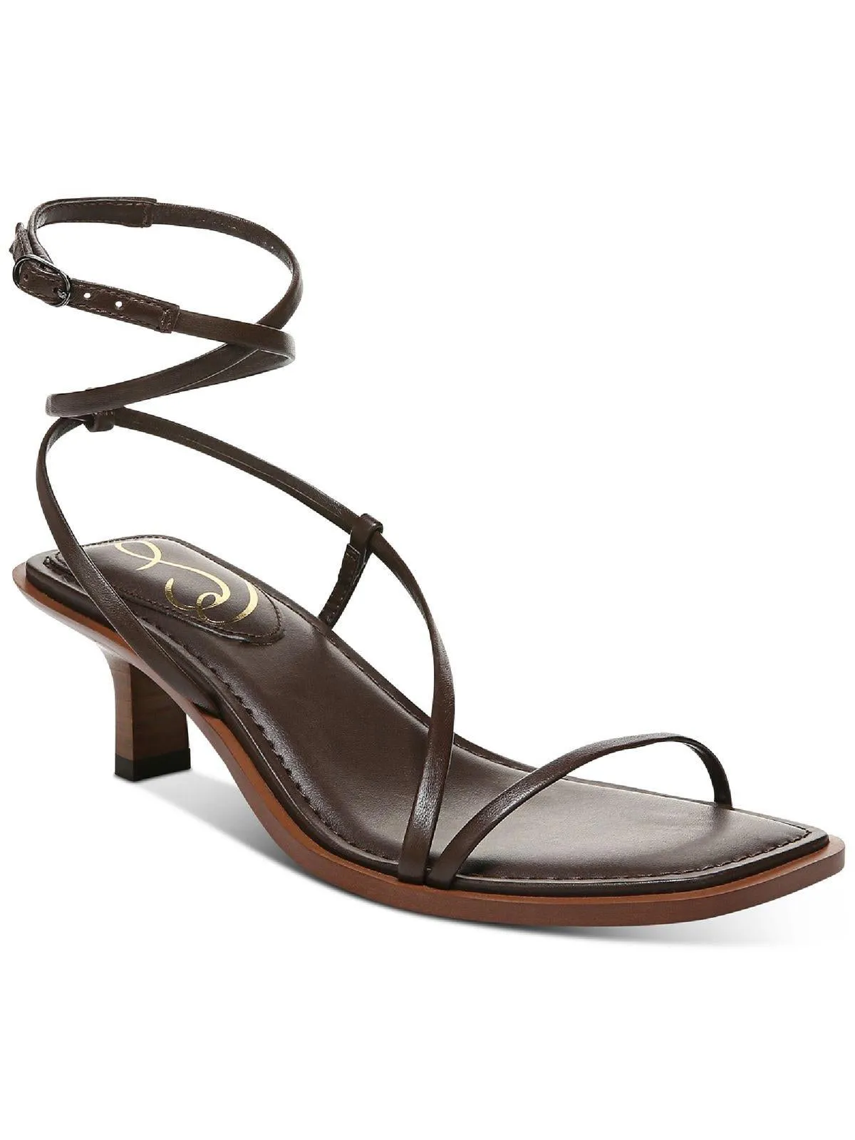 Dominique Womens Leather Open Toe Heels