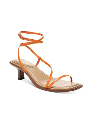 Dominique Womens Leather Open Toe Heels