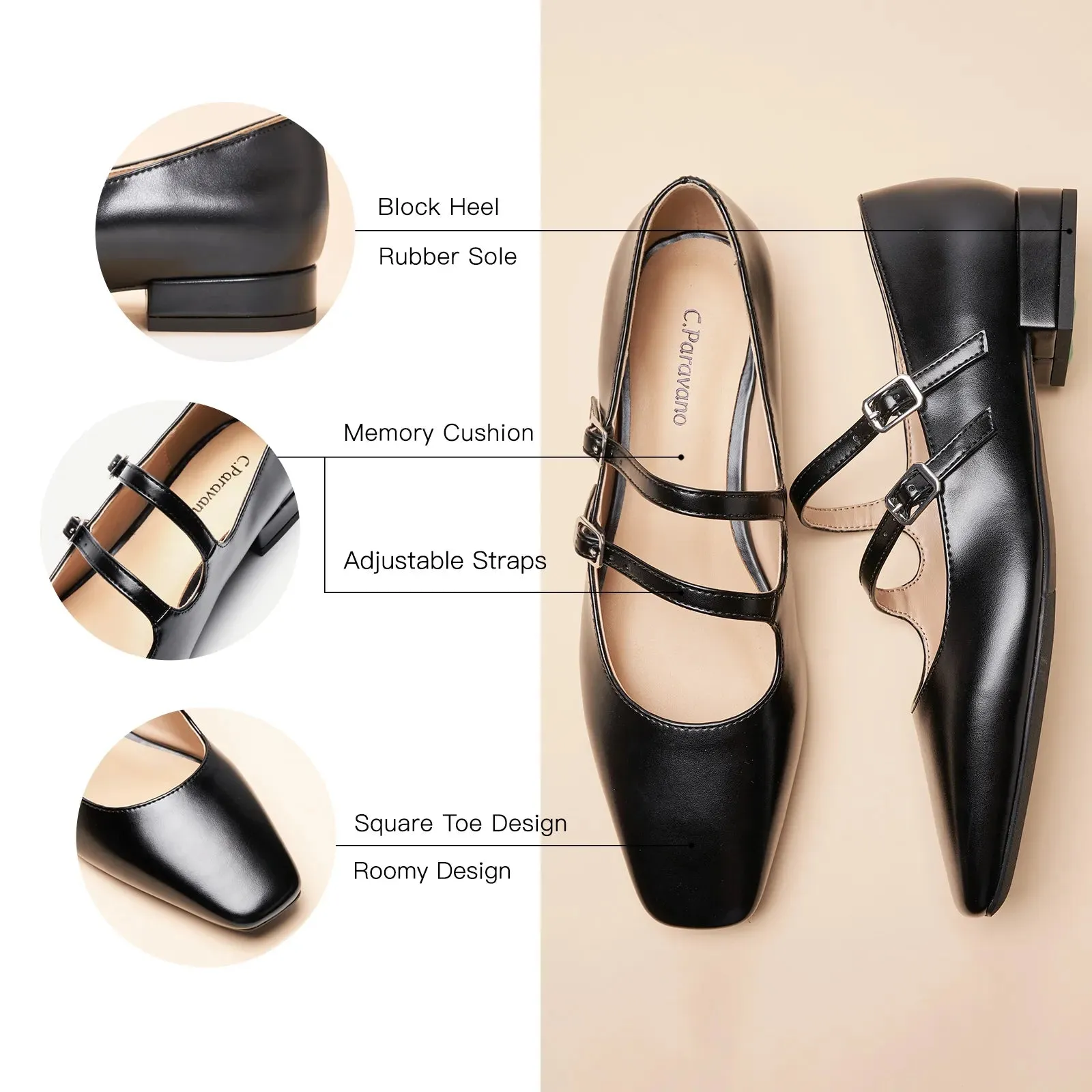 Double-Straps Block Heel Mary Jane (Alyssa A