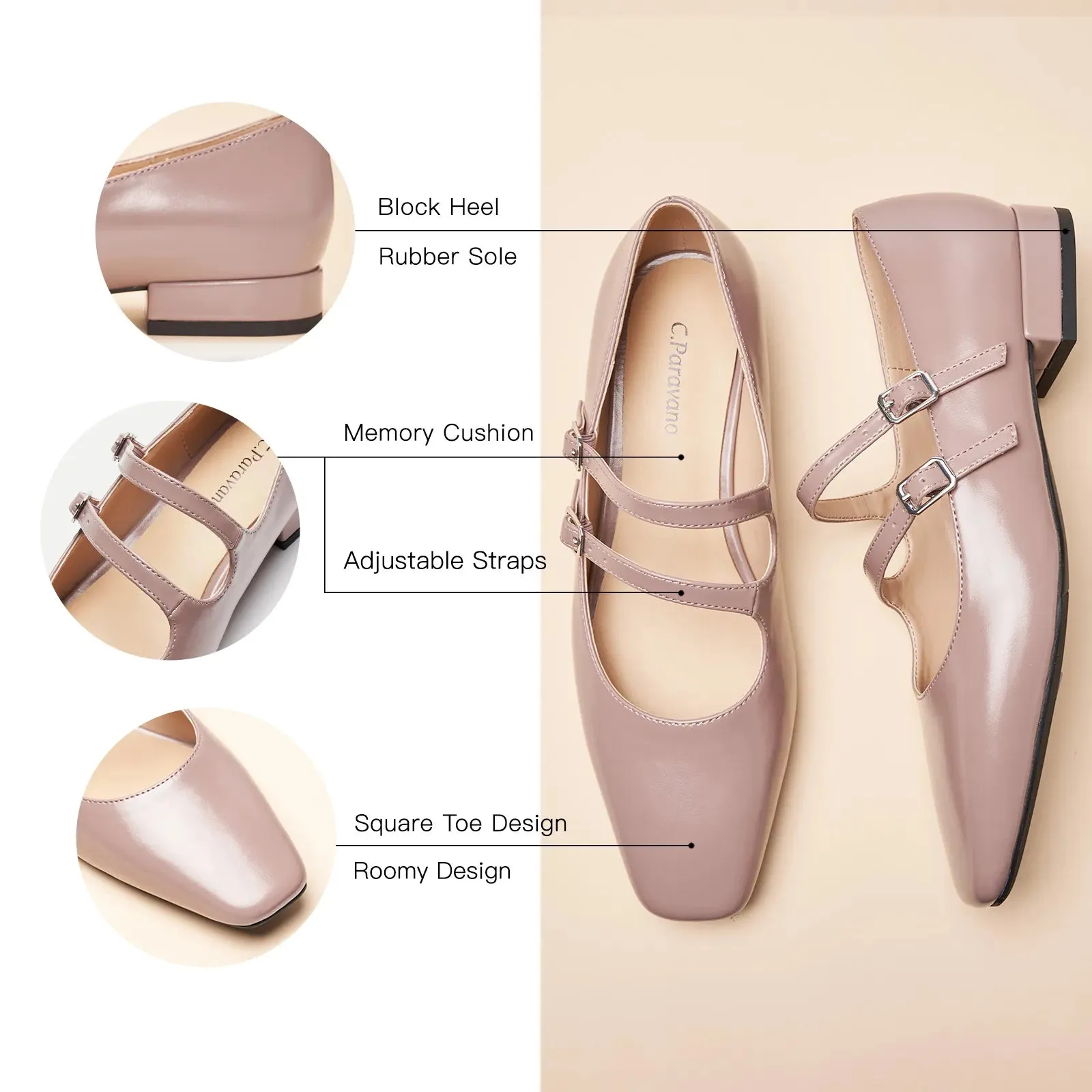 Double-Straps Block Heel Mary Jane (Alyssa A