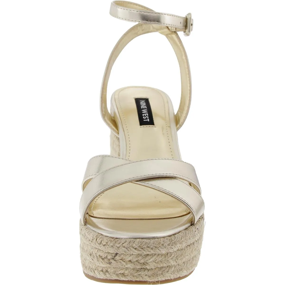 Earnit Womens Metallic Faux Leather Wedge Sandals