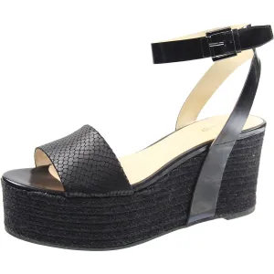 Edoile Womens Leather Snake Print Wedge Sandals