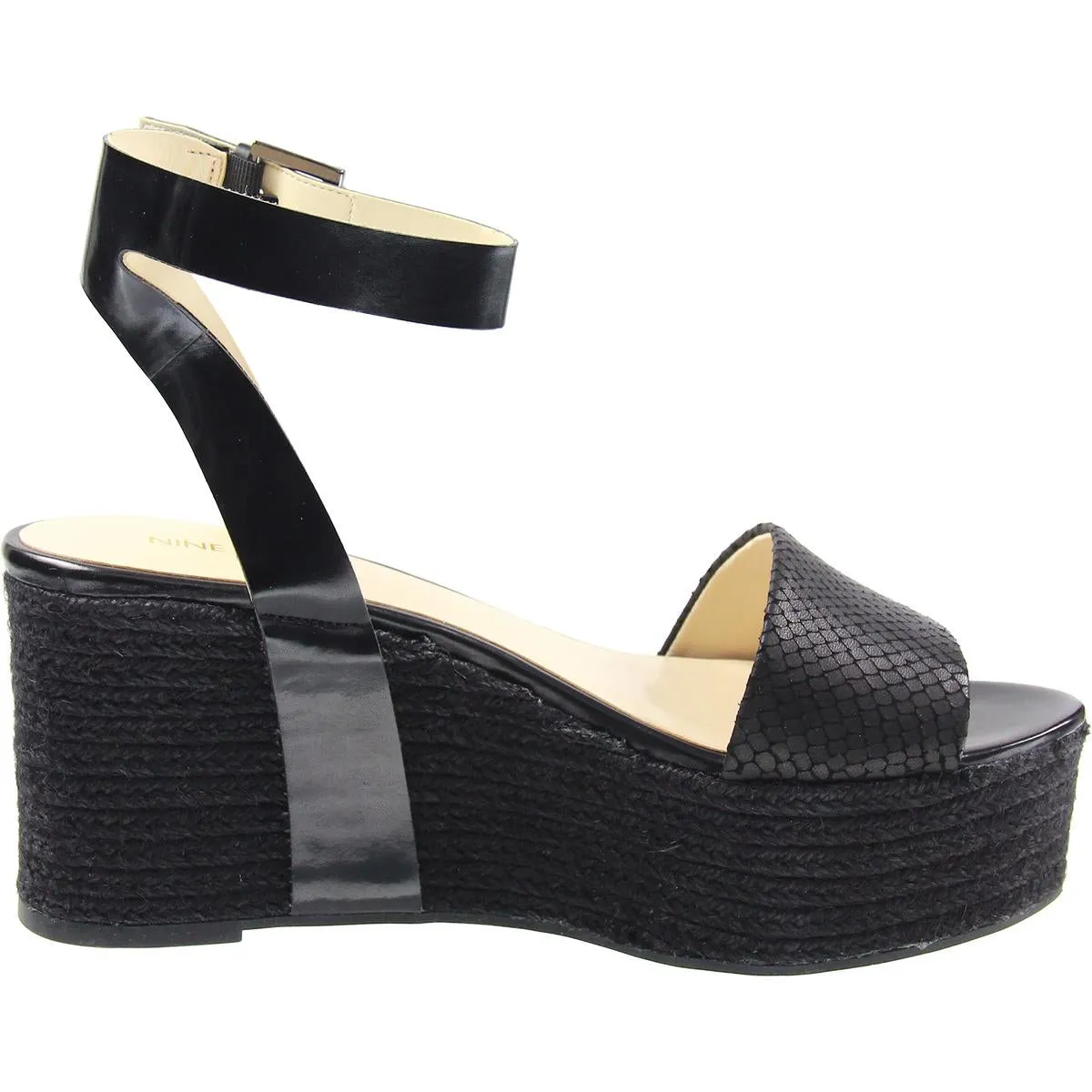 Edoile Womens Leather Snake Print Wedge Sandals