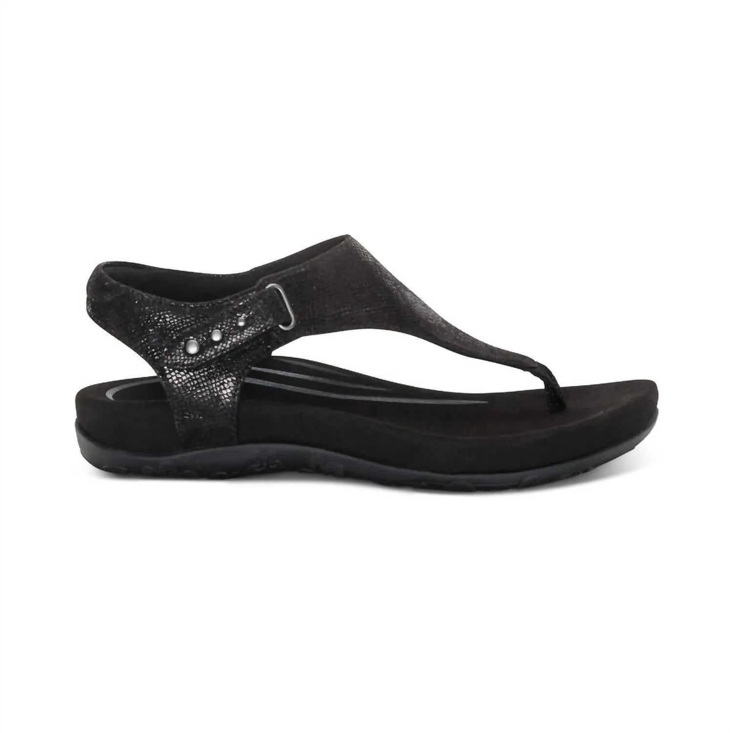 Ellie Adjustable Quarter Strap Sandal In Black