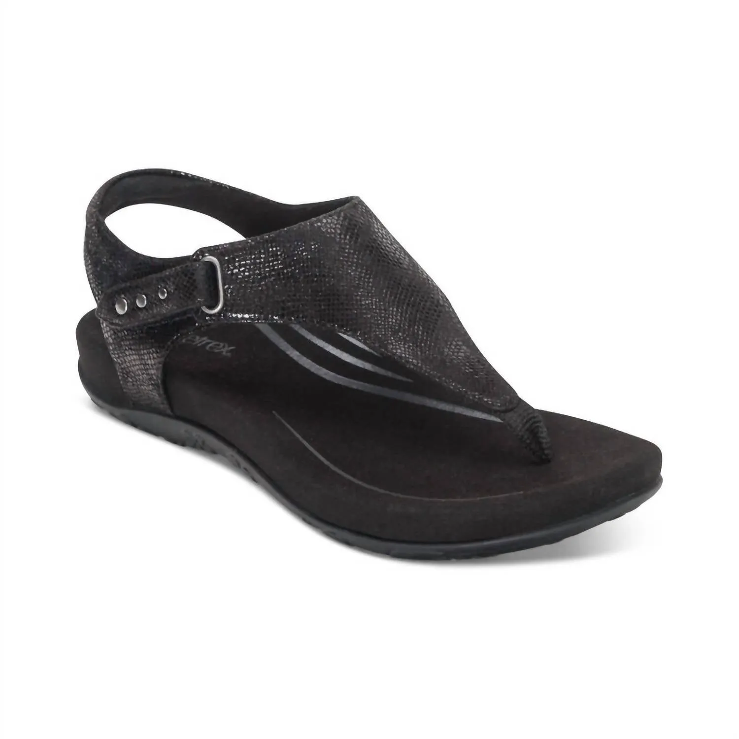 Ellie Adjustable Quarter Strap Sandal In Black