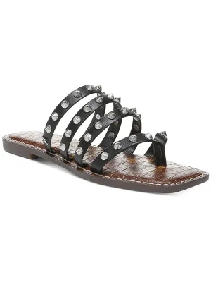 Eloise Womens Leather Studded Thong Sandals