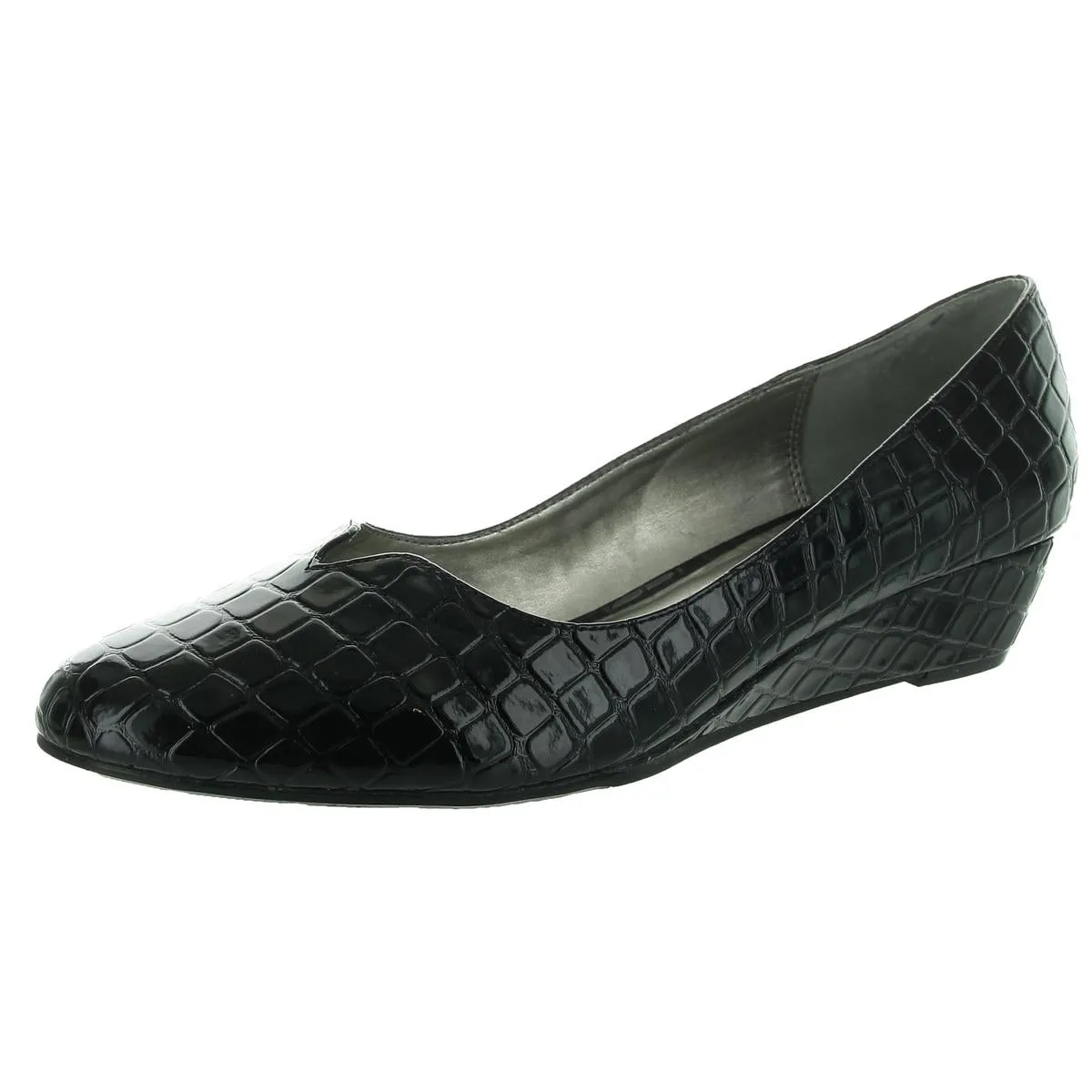 Emastine Womens Patent Slip On Wedge Heels