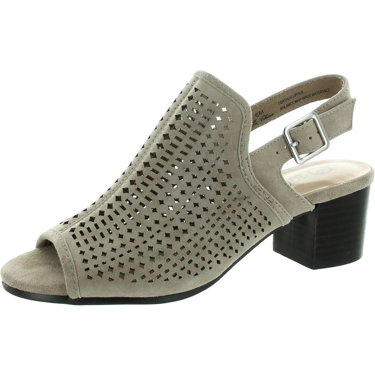 EMMALYN Womens Laser Cut Leather Block Heels