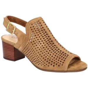 EMMALYN Womens Laser Cut Leather Block Heels