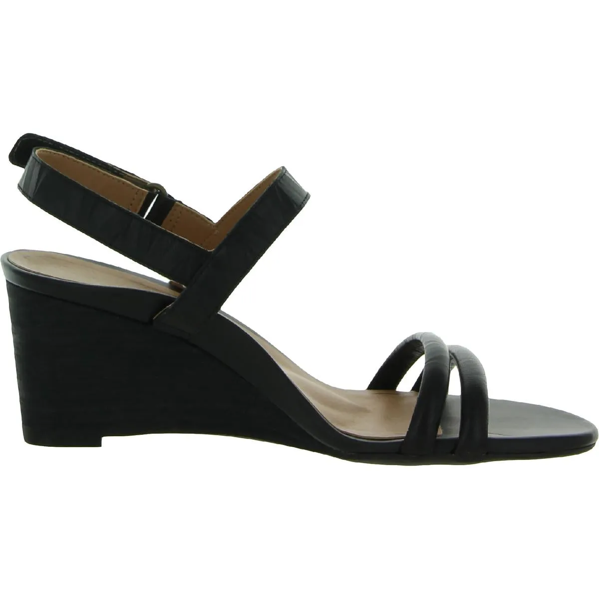 Emmy Womens Leather Ankle Strap Wedge Sandals