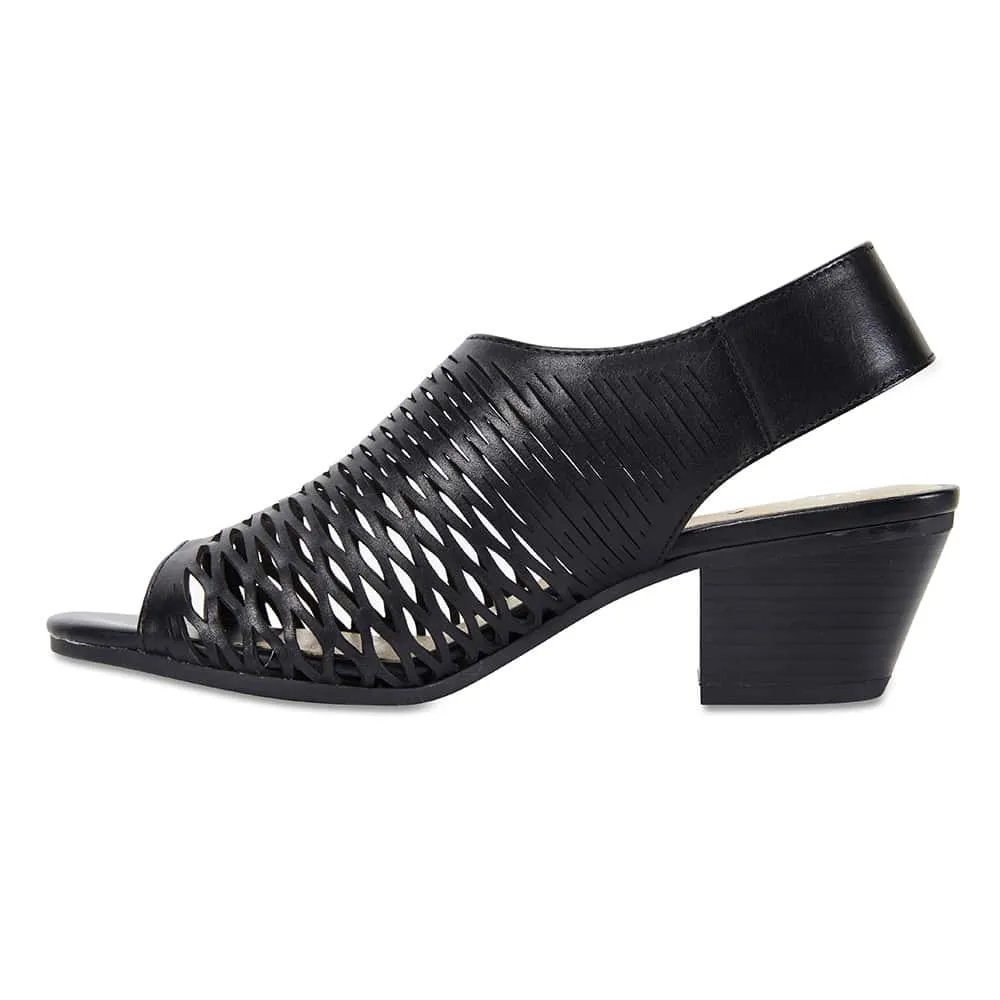 Etch Heel in Black Leather