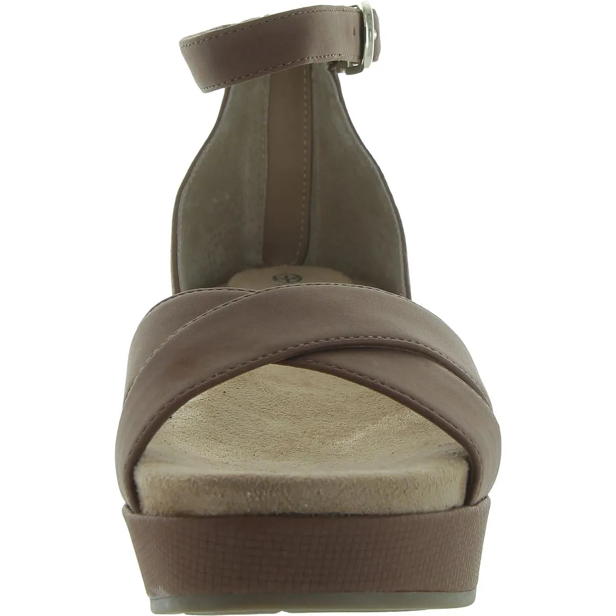 Evieen Womens Nubuck Buckle Platform Sandals