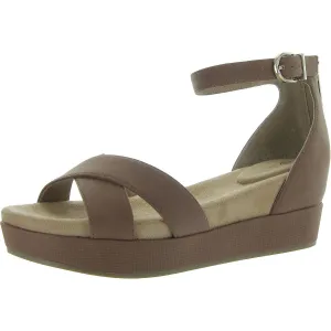 Evieen Womens Nubuck Buckle Platform Sandals