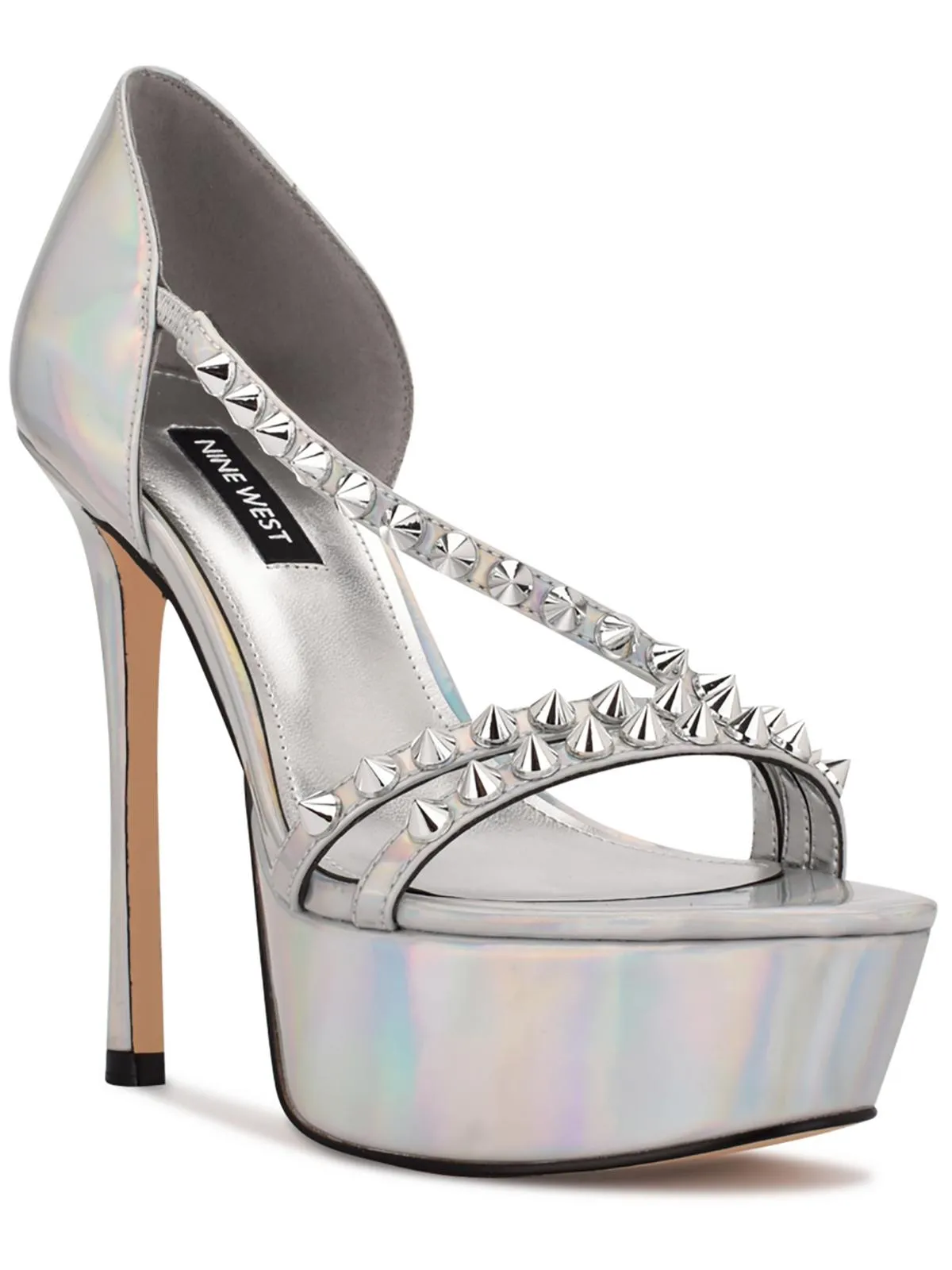 Fabla Womens Patent Studded Platform Sandals