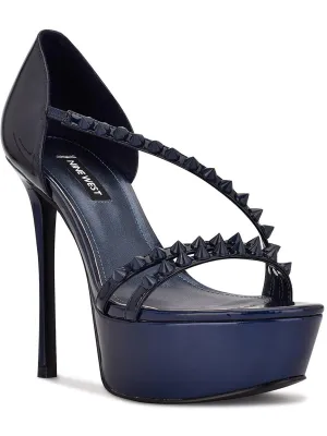 Fabla Womens Patent Studded Platform Sandals