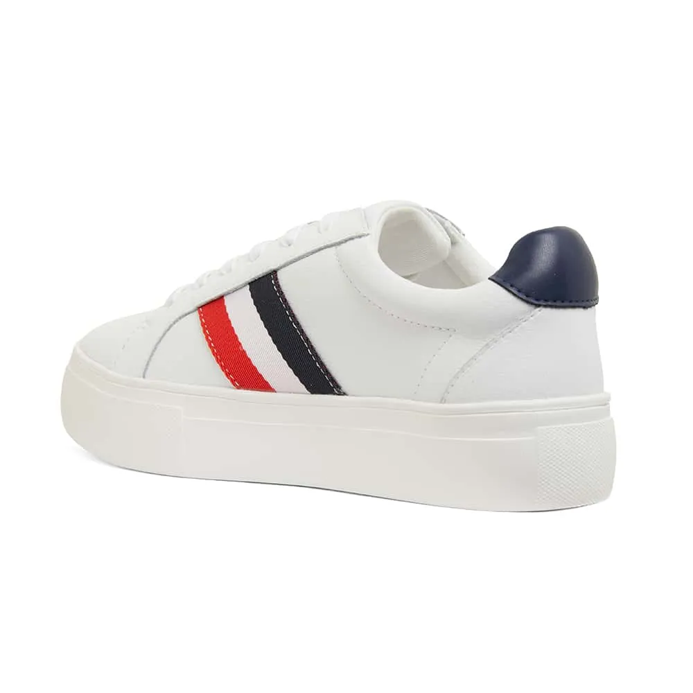Fallon Sneaker in White And Navy Leather