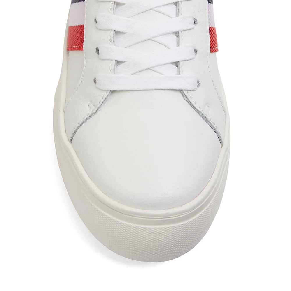 Fallon Sneaker in White And Navy Leather